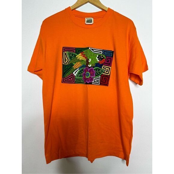 Vintage my name is Panama embroidered orange parrot t-shirt sz L - Picture 1 of 5